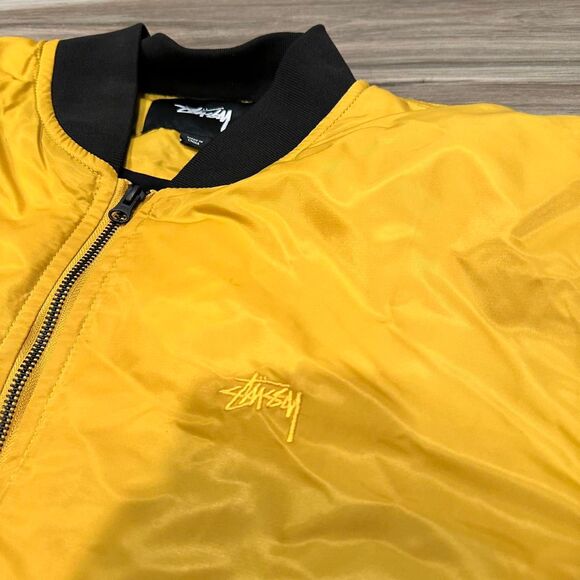 Yellow Stussy Full Zip Bomber Jacket - Picture 1 of 8